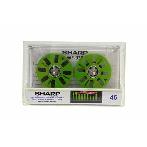 Аудиокассета Sharp WF-939 с боббинками цвета зелёный неон аудиокассета sharp с белыми боббинками с 3 окнами второй вариант