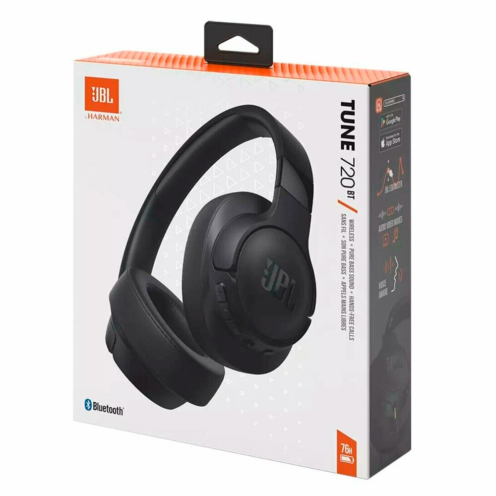 Беспроводные наушники JBL Tune 720BT, mini jack 3.5 mm, черный