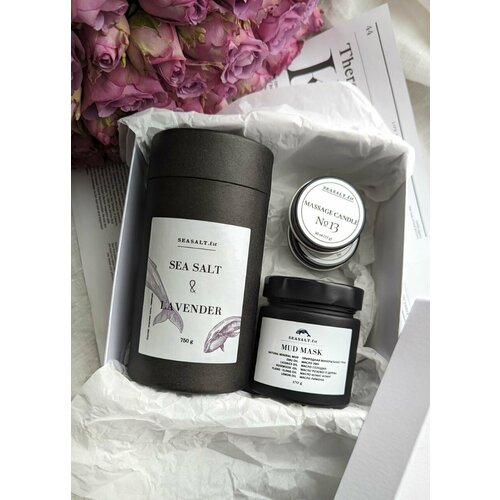 Подарочный набор для ухода за телом (LAVENDER + MUD MASK + MASSAGE CANDEL 1+13) SEASALT.Est