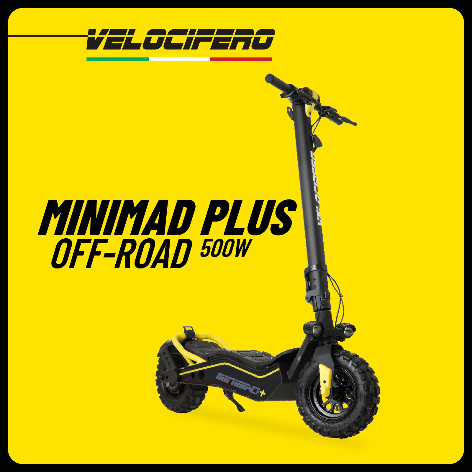 Электросамокат MINIMAD PLUS 500 W Off-Road, желтый, внедорожная резина, литий ионная батарея