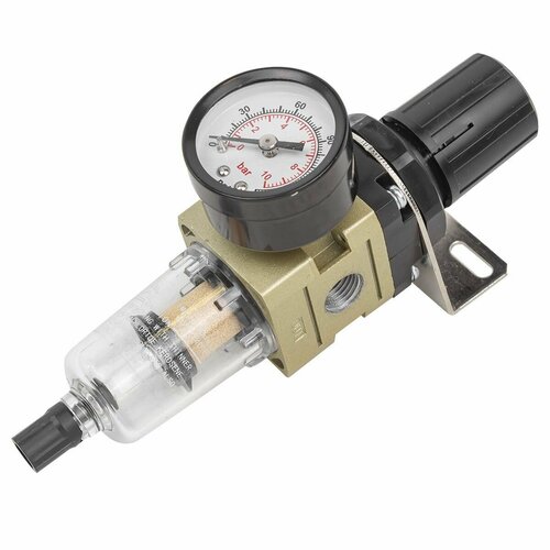 Фильтр-регулятор мини с индикатором давления для пневмосистем 1/4'(10Мк, 550 л/мин, 0-10bar, раб. температура 5-60гр) Forsage F-AW2000-02