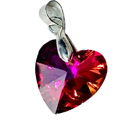 Подвеска Heart, кристаллы Swarovski, фуксия