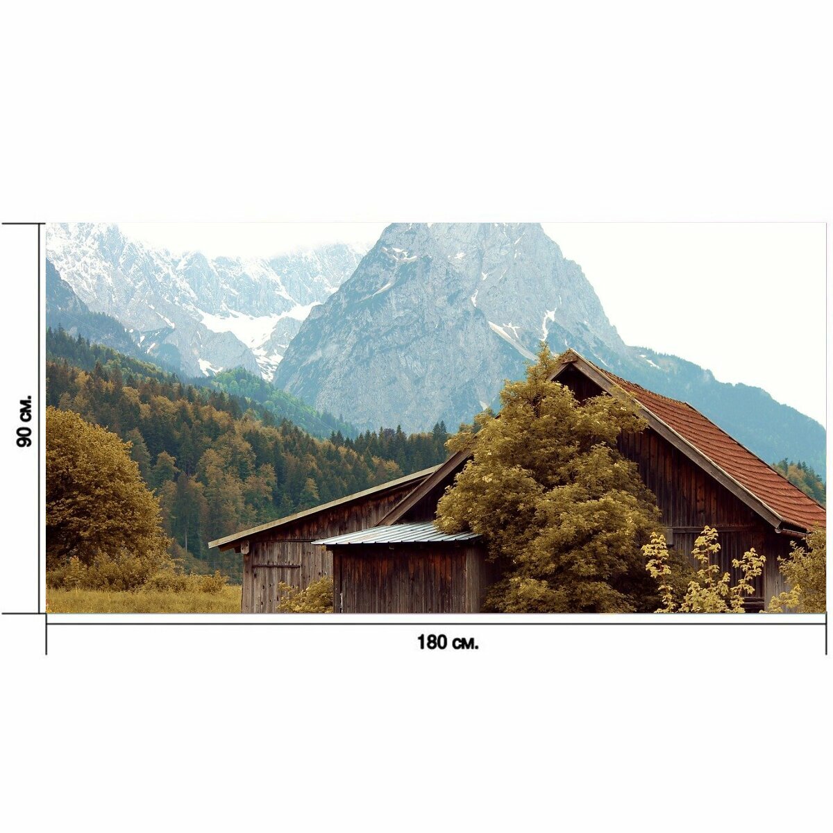 Большой постер "Хижина, деревянная хижина, подкладка коттедж" 180 x 90 см. для интерьера
