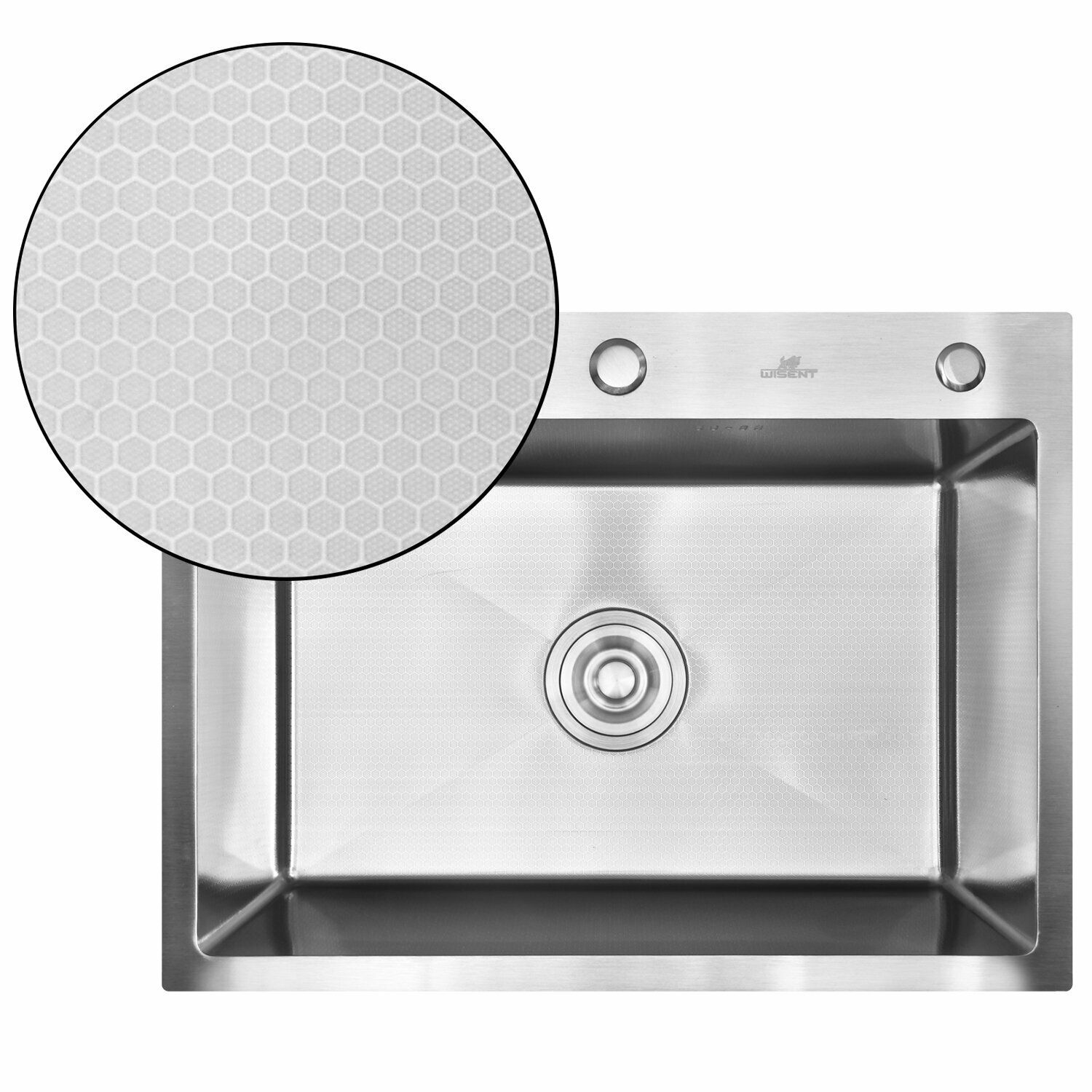 Мойка кухонная из нержавеющей стали рифленая WISENT W36045D-S с сифоном и дозатором