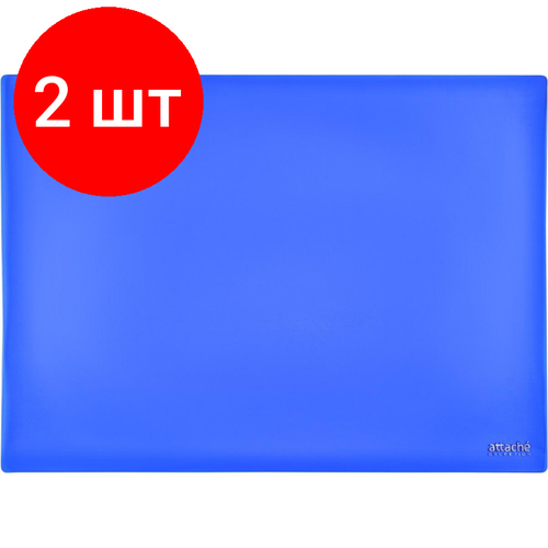 Комплект 2 штук, Коврик на стол Attache Selection 47.5x66см, прозрачный синий, 2808-501