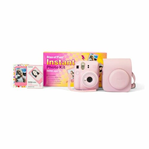 Моментальная фотокамера Fujifilm Instax Mini 12 Stax of Fun Instant Photo Kit Blossom Pink комплект для сдачи экзаменов мини наушники и мини камера