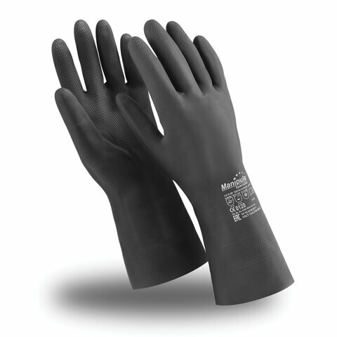 Перчатки неопреновые MANIPULA химопрен, х/б напыление, К80/Щ50, р-р 10-10,5 (XL), черные, CG-973