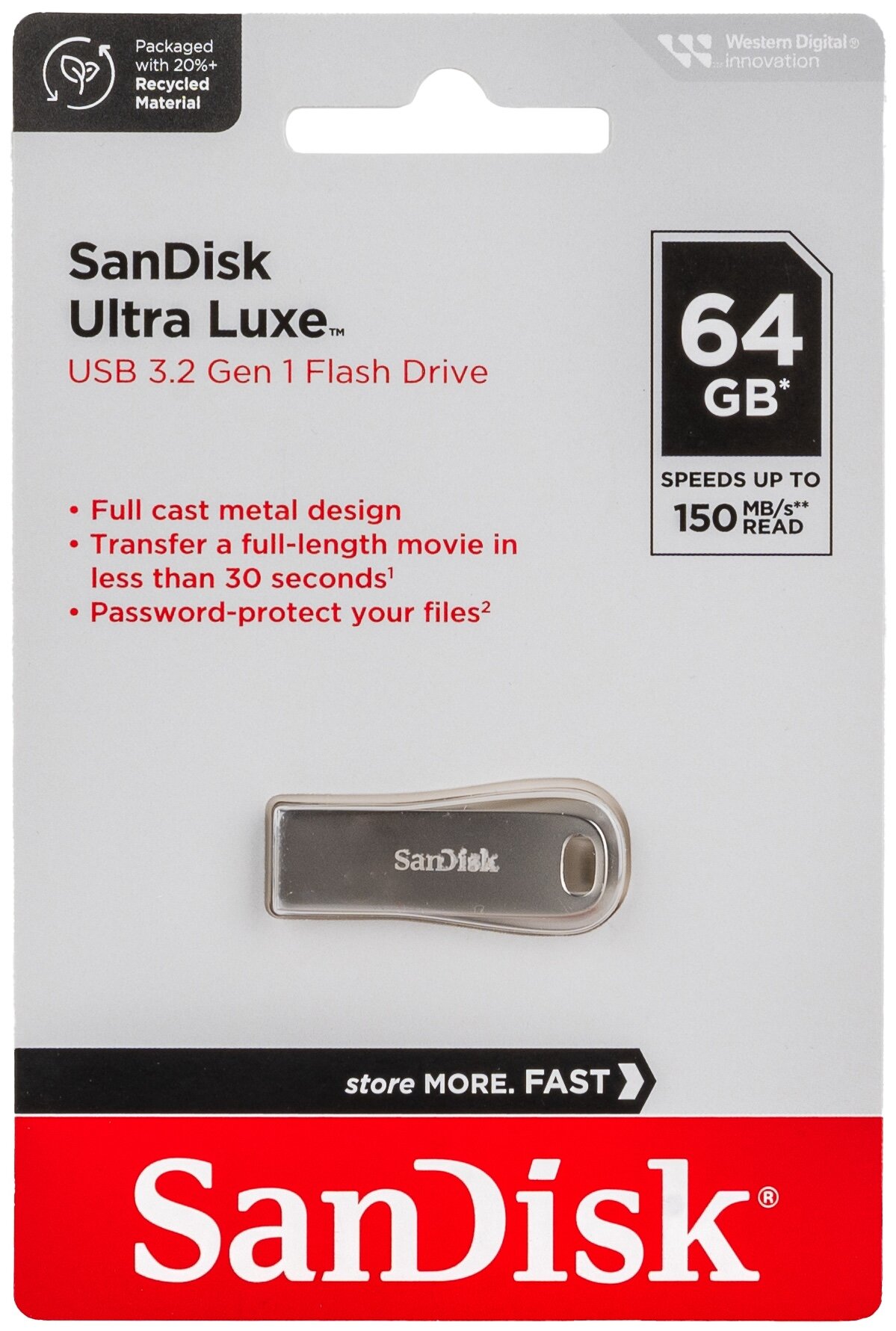 Флеш-накопитель (флэшка) SanDisk 64 ГБ Flash drive Ultra Luxe 150 Мб/с