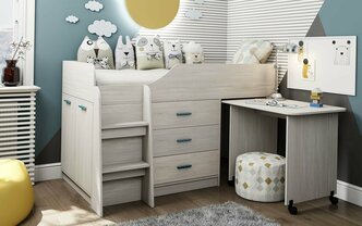 Кровать-чердак Астрид Мебель "Каприз 6", для детей, ясень анкор, 80x180 см