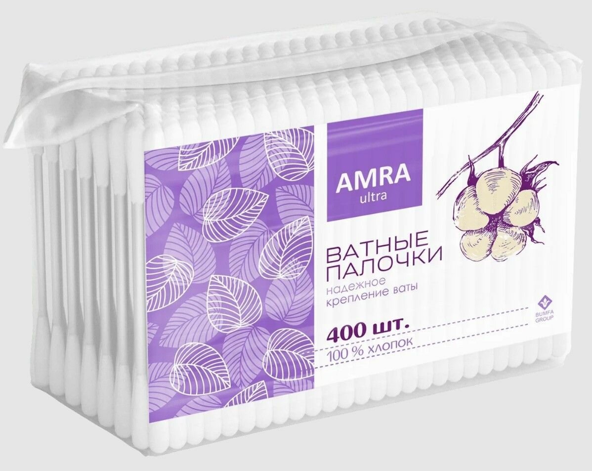 Amra, Ватные палочки, пакет, 400 шт.