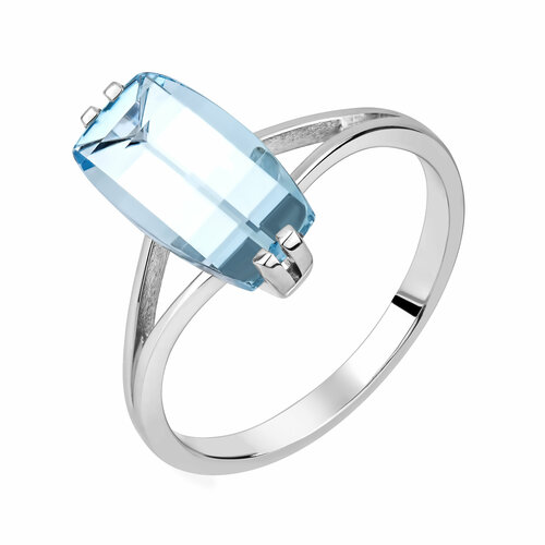 Кольцо АМБЕР Перстень, серебро, 925 проба, родирование, топаз, размер 19, серебряный