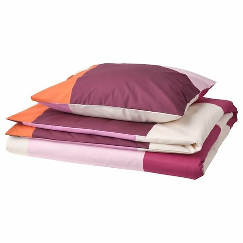 Комплект постельного белья Ikea Brunkrissla, постельное белье Икеа Брункрисла, розовый, пододеяльник и наволочка, 150х200/50х60 см