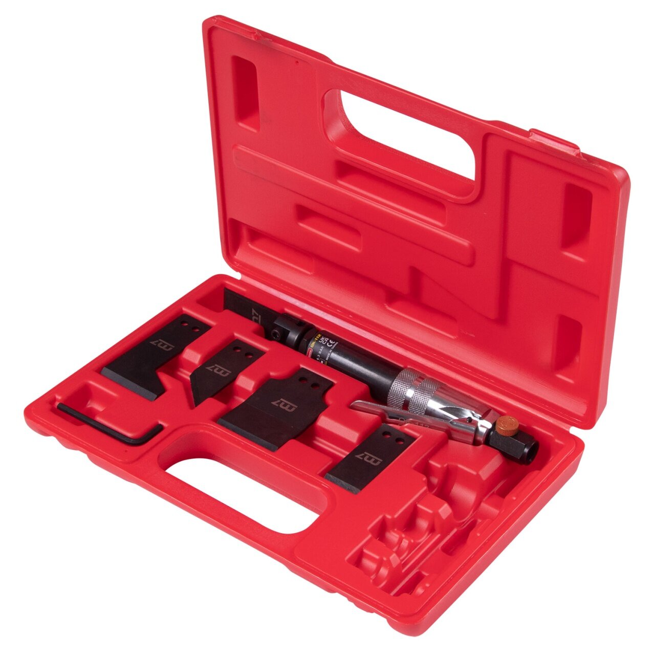 MIGHTY SEVEN Нож скребковый пневматический 4200 колмин с набором насадок 6 предметов