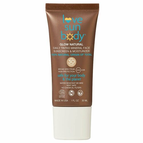 Love Sun Body Glow Натуральный ежедневный окрашенный минеральный солнцезащитный крем и увлажнитель для лица (Песок) SPF30 30мл