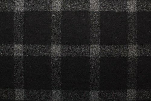 Ткань Лоден шерстяной чёрно-серая клетка, 360 г/пм, ш148см, 0,5 м