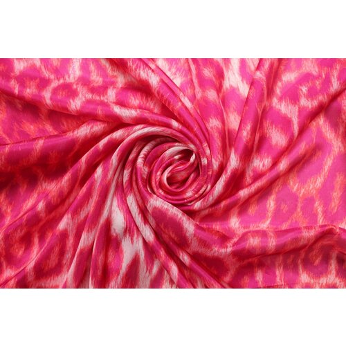 Ткань Шёлк-туаль Cavalli хищный кошачий узор в цвете розовой фуксии, ш135см, 0,5 м