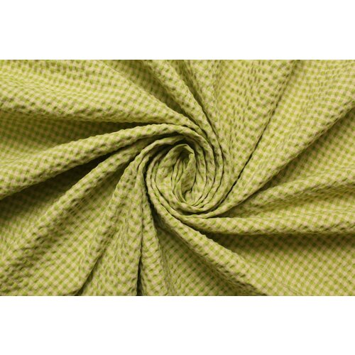 Ткань Хлопок-креш стрейч Canali яркий зеленовато-бежевый, ш146см, 0,5 м ткань плательная хлопок креш ширина 135 см цвет светло лиловый