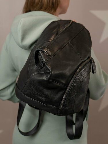 Изображение товара Рюкзак женский городской BRUONO из натуральной кожи, черный STN-5182-Black