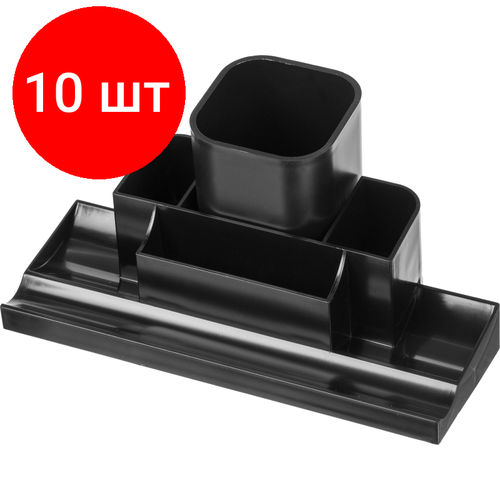 подставка для канцелярских мелочей uniplast черная 7 отделений Комплект 10 штук, Подставка-органайзер для канцеляр. мелочей башня