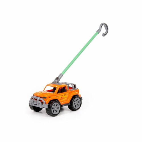 Игрушка-каталка Полесье автомобиль Легионер с ручкой (оранжевый) П-63936 игрушка каталка полесье медвежонок с ручкой п 96654