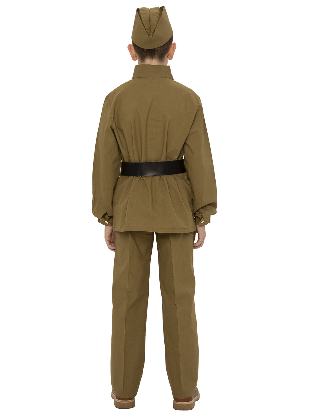 Детская военная форма для мальчиков гимнастерка с прямыми брюками р.152-158 (р.38-40) бязь, хаки — фото 1