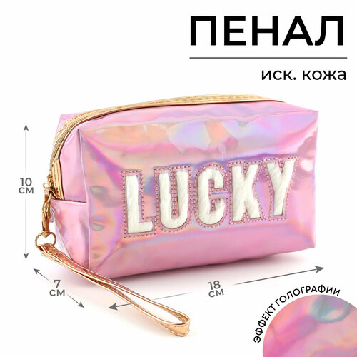 Пенал школьный 1 сентября Lucky иск кожа 18 х 10 х 7 см розовый цвет 676₽