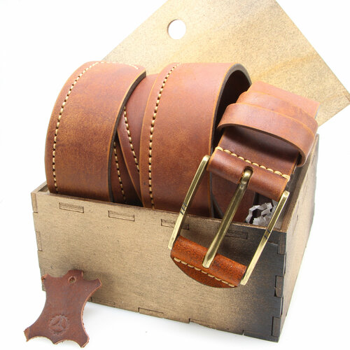 фото Ремень , размер 90-105, коричневый мастерская solidbelts