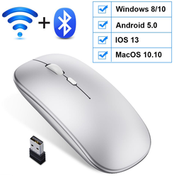Беспроводная мышь с RGB подсветкой для компьютера, ноутбука и пк / Ультратонкая бесшумная мышка с встроенным аккумулятором / Bluetooth + Wireless 2.4G