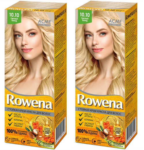 Стойкая крем-краска для волос Rowena, тон 10.10 светлый блонд, 115 мл, 2 шт.