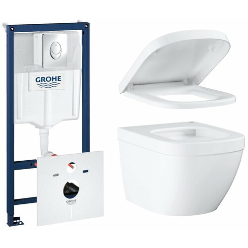 Комплект инсталляции GROHE Euro Ceramic с унитазом и сиденьем с микролифтом (NW0133)