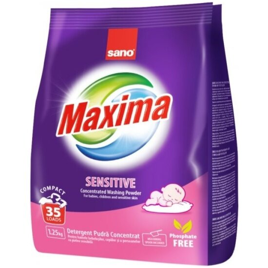 Стиральный порошок Sano Maxima Sensitive для чувствительной кожи, концентрированный, 1.25 кг