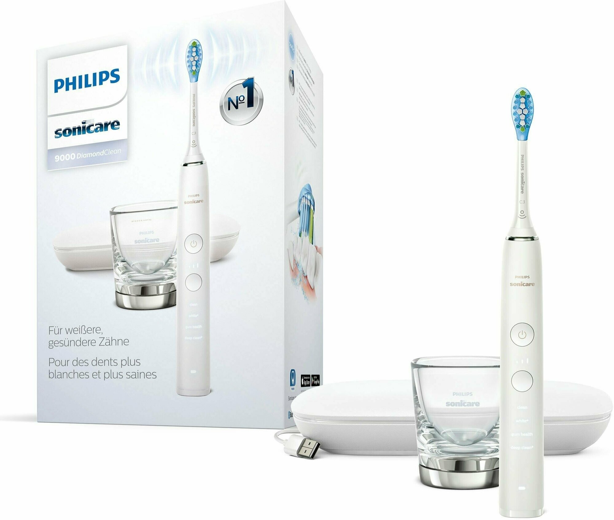 Электрическая зубная щетка Philips Sonicare DiamondClean 9000 HX9911/27 белый