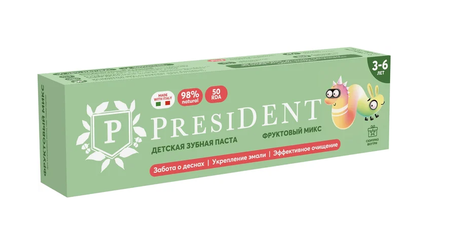 Президент зубная паста детская фруктовый микс 3-6 43,0