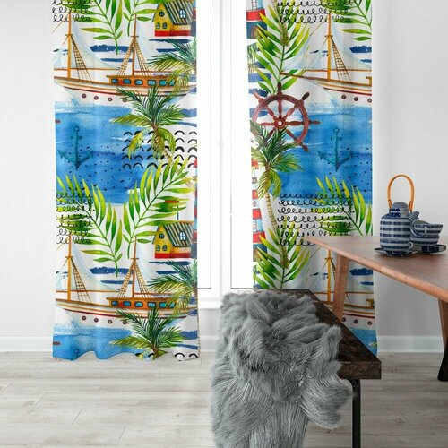 Комплект штор из блэкаута, Дом у маяка, 150/300 - 2 полотна