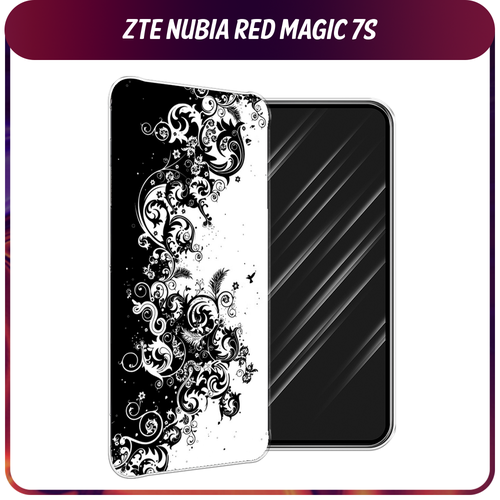 Силиконовый чехол на ZTE Nubia Red Magic 7S / ЗТЕ Нубиа Ред Меджик 7S Черно белый узор гидрогелевая противоударная защитная пленка для zte nubia red magic 7s зте нубиа ред меджик 7s