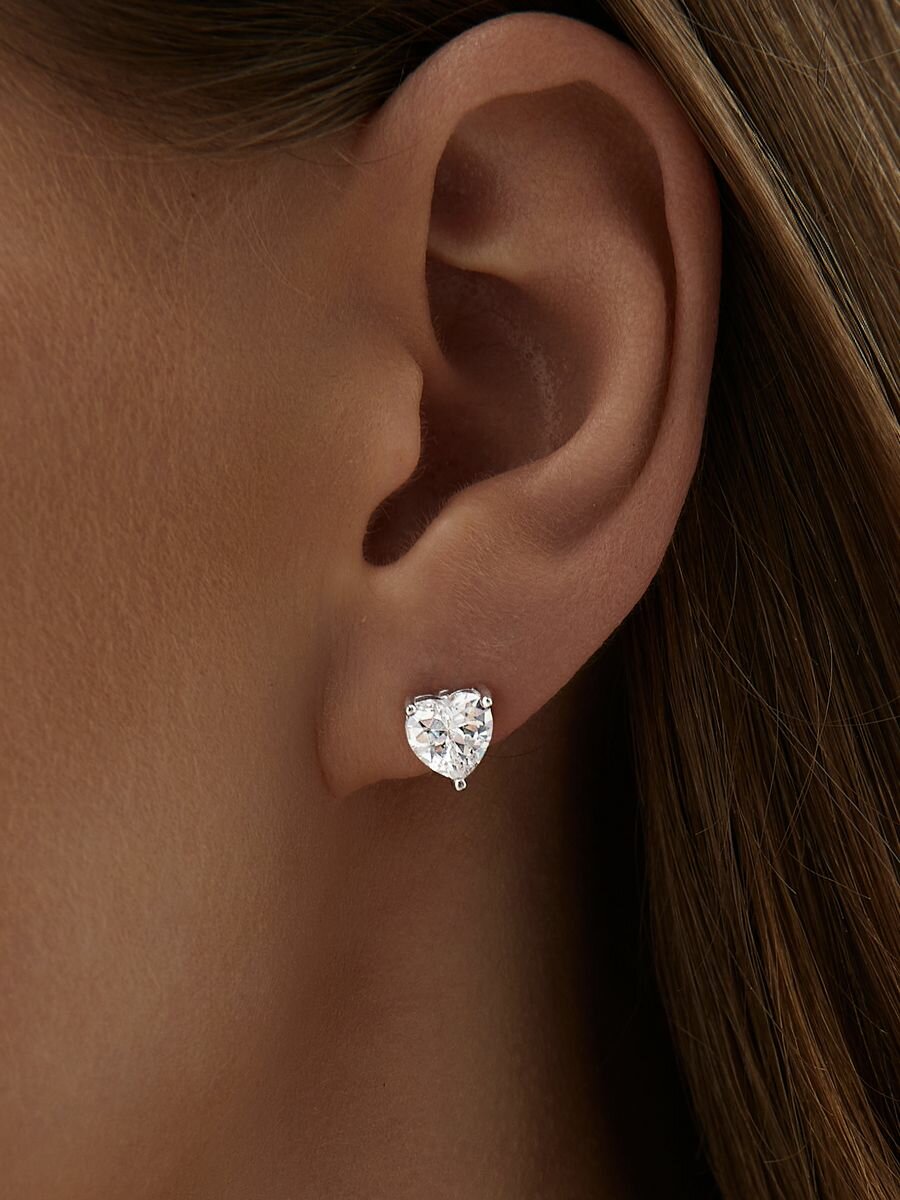 Серьги пусеты MIESTILO гвоздики сережки ювелирные сердце 