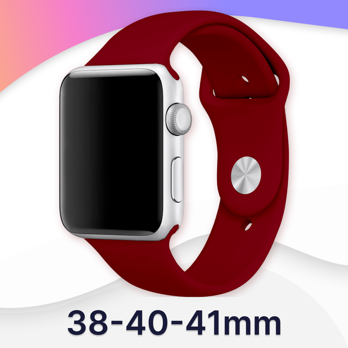 Силиконовый ремешок для Apple Watch 38-40-41 mm, Series 1-9, SE / Сменный браслет (Sport Band) для смарт часов Эпл Вотч 38-41 мм (Rose Red S)