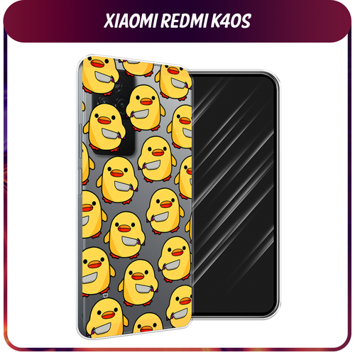 Силиконовый чехол на Xiaomi Poco F4/Redmi K40S / Сяоми Редми K40S Утка с ножом, прозрачный
