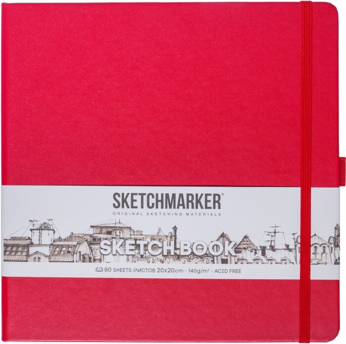 Sketchmarker 2314905SM Блокнот для зарисовок sketchmarker, 140 г/м2, 20*20 cм, 80 л, твердая обложка, маджента