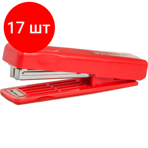 Комплект 17 штук, Степлер Attache Selection PSR1010-1 (№10) до 10 лист, пластик, красный