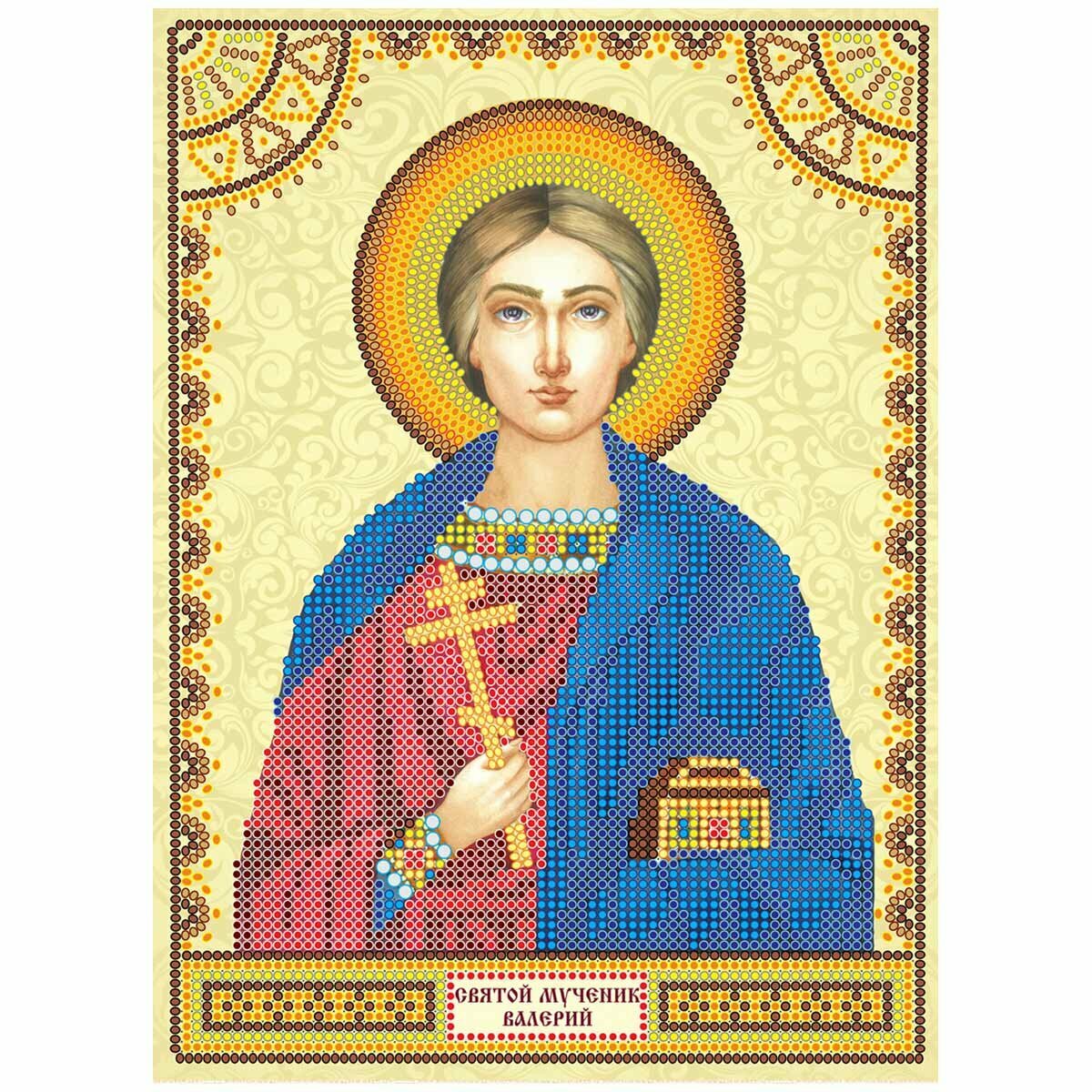 Схема для вышивки бисером Абрис Арт "Святой Валерий", икона, натуральный художественный холст, 17х23 см, ACK-055