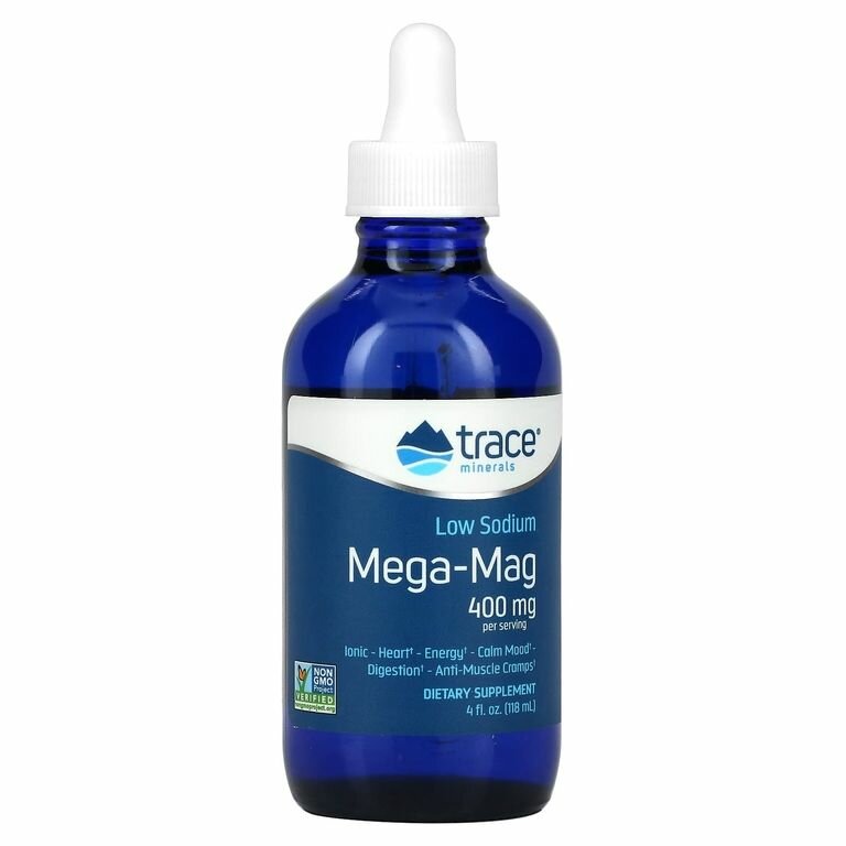 Trace Minerals, Mega-Mag, жидкий магний, 400 мг, 118 мл