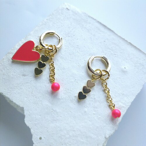 Серьги трансформеры Дарья Бурдо, гематит, размер 40 мм, золотой, фуксия