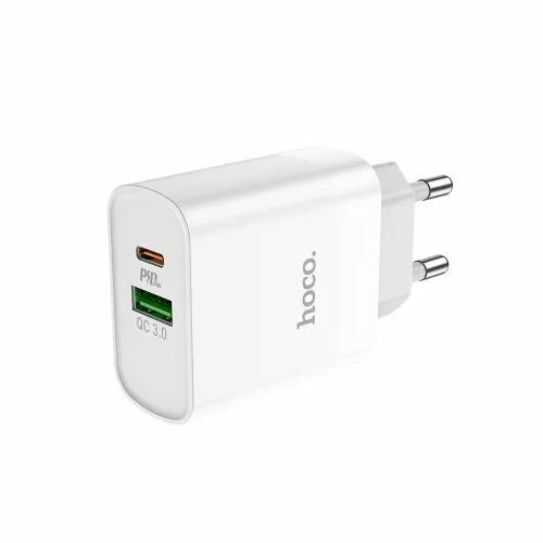 Сетевое зарядное устройство Hoco C80A Rapido 20 Вт, USB, USB type-C, Quick Charge, PD, 3.1А, белый — фото 1