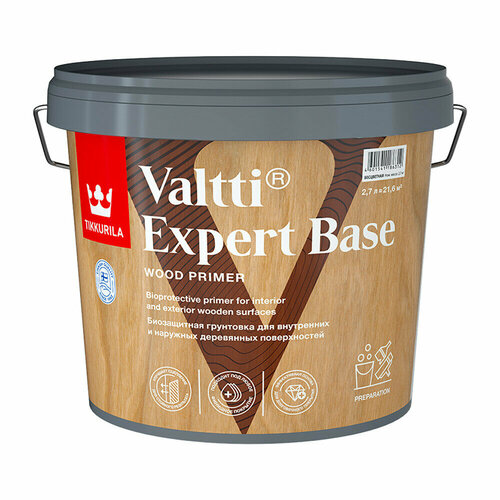 Антисептик Tikkurila Valtti Expert Base грунтовочный для дерева бесцветный 2,7 л антисептик tikkurila valtti primer грунтовочный для дерева бесцветный 0 9 л