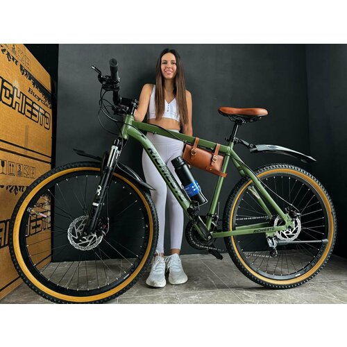 Велосипед 275 Richiesto алюминиевая рама 21 Горный ВзрослыйПодростковый Лёгкий зеленыйкоричневый 26100₽