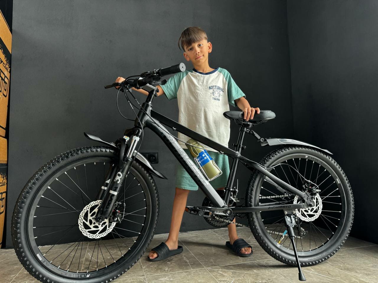 Велосипед горный RICHIESTO 24" Подростковый Детский Унисекс, модель 2024 года, черный
