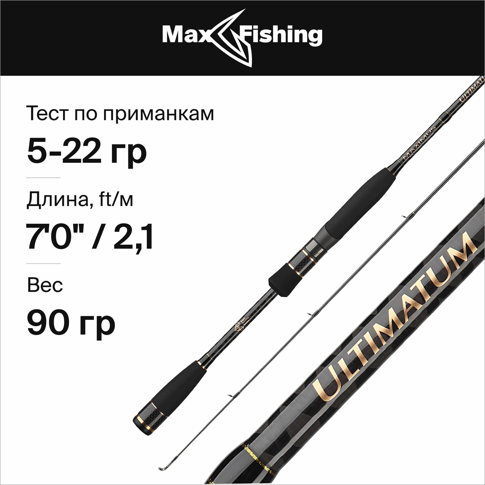 Спиннинг для рыбалки Maximus Ultimatum 21ML 5-22гр, 210 см, для ловли окуня, щуки, судака, жереха / удилище спиннинговое
