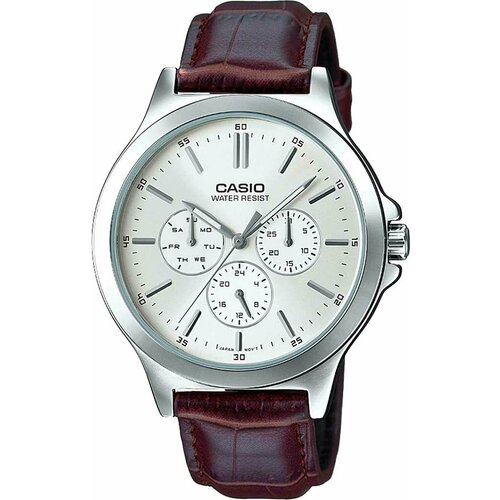 Наручные часы CASIO MTP-V300L-7A, белый, бордовый casio mtp vd03d 7a