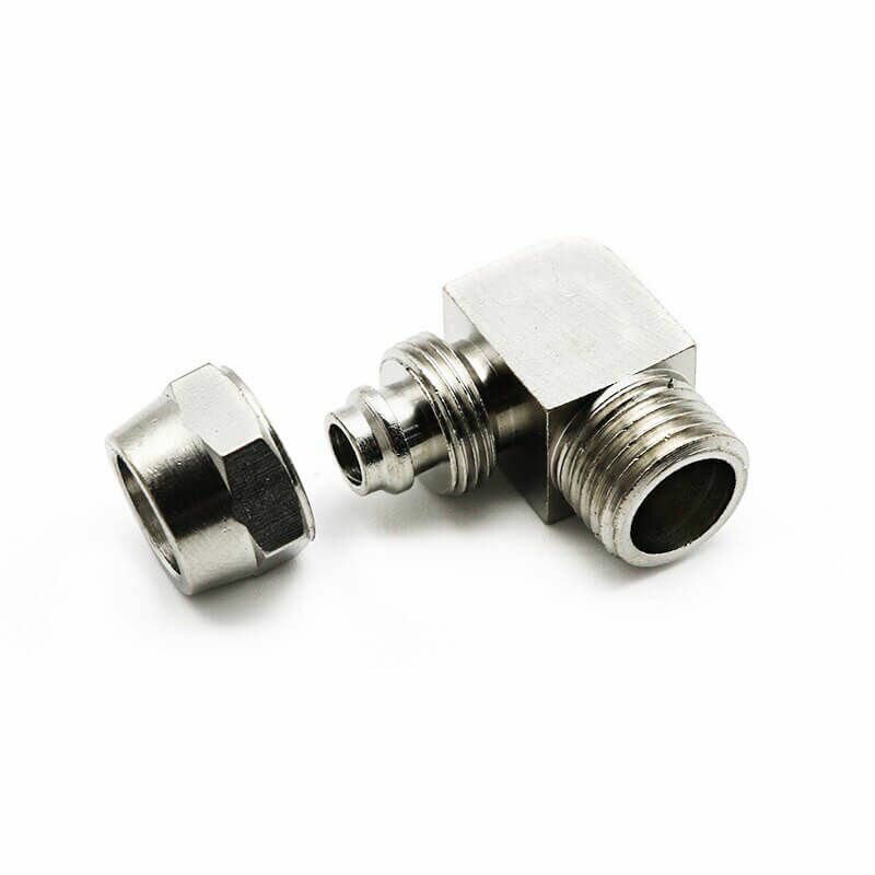 фото Фитинг угловой неповотый с наружной резьбой 1/2" для трубки 10мм